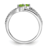 14k White Gold Peridot and Diamond 2-stone Ring